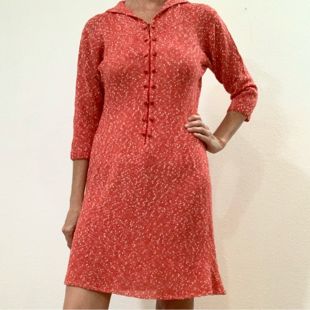 Vintage Red Bunny Hand knit Chicago Skokie sweater dress